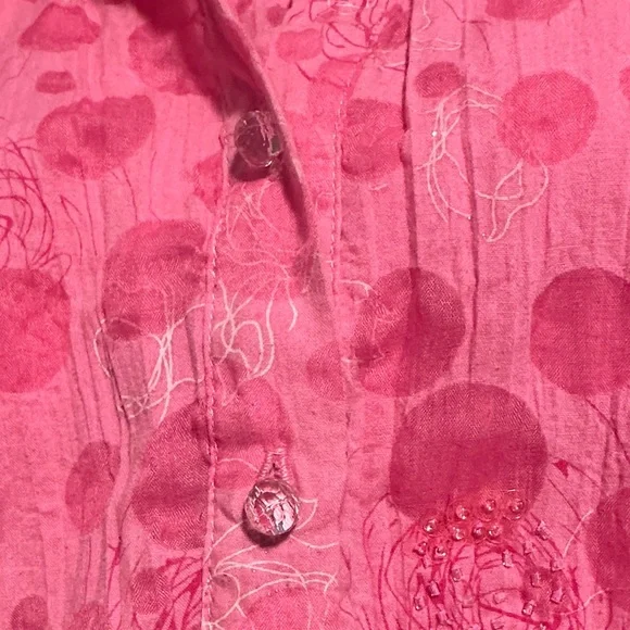 Cato Pink Button‎ Down Women's Shirt 14/16W gorgeous sparkly Polka dots - Picture 8 of 15